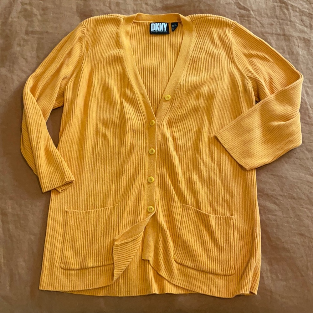 DKNY 90s marigold 3/4 sleeve cardigan